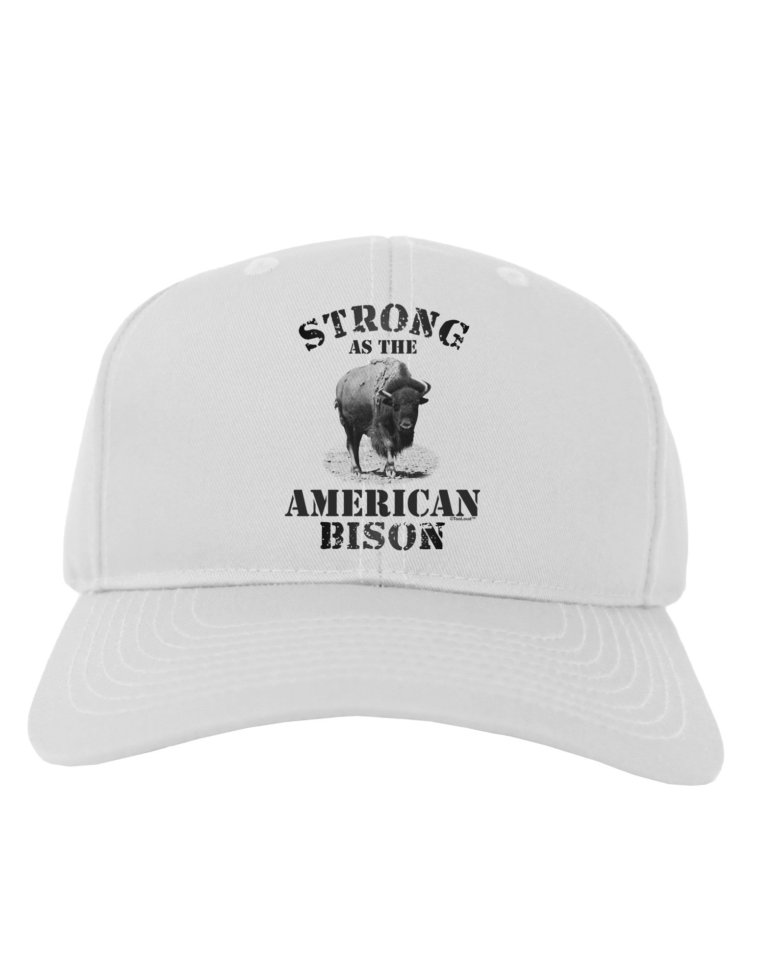 Strong Bison Text Adult Baseball Cap Hat-Baseball Cap-TooLoud-White-One Size-Davson Sales