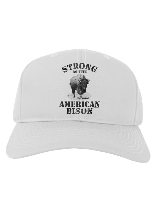 Strong Bison Text Adult Baseball Cap Hat-Baseball Cap-TooLoud-White-One Size-Davson Sales