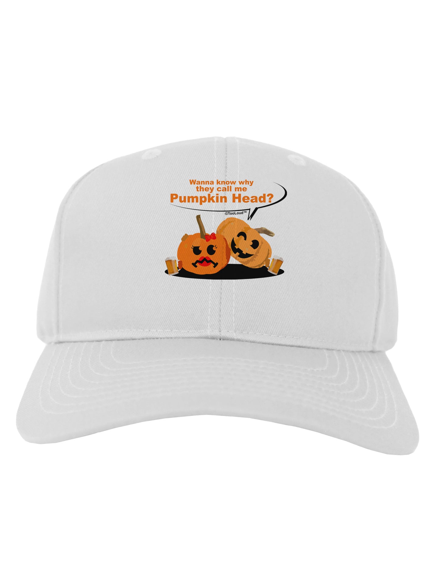 Pumpkin Head Adult Baseball Cap Hat-Baseball Cap-TooLoud-White-One Size-Davson Sales