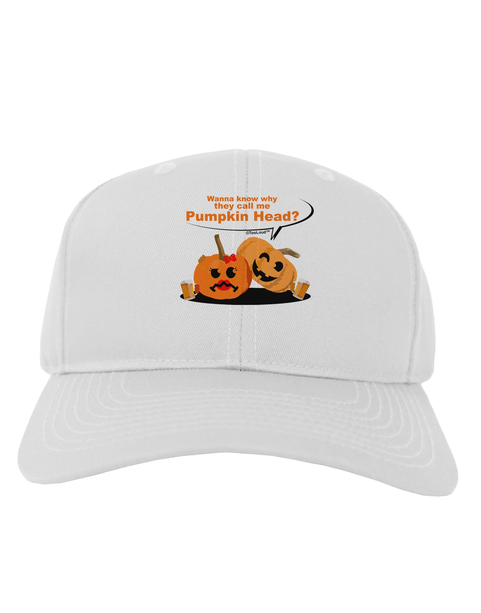 Pumpkin Head Adult Baseball Cap Hat-Baseball Cap-TooLoud-White-One Size-Davson Sales