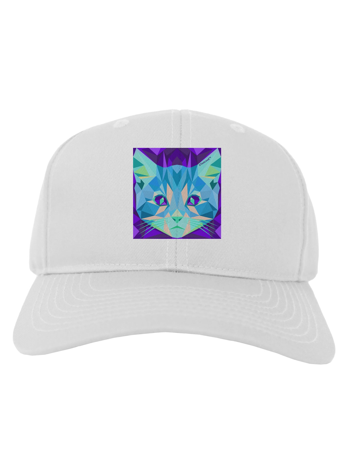 Geometric Kitty Inverted Adult Baseball Cap Hat-Baseball Cap-TooLoud-White-One Size-Davson Sales