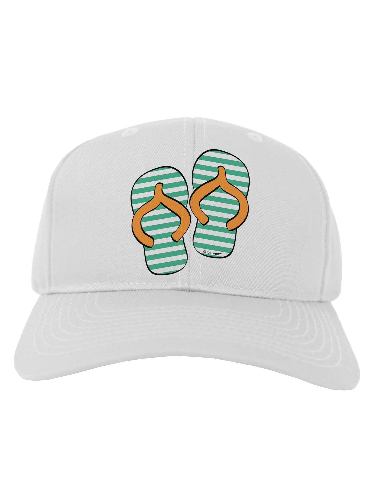 Striped Flip Flops - Teal and Orange Adult Baseball Cap Hat-Baseball Cap-TooLoud-White-One Size-Davson Sales
