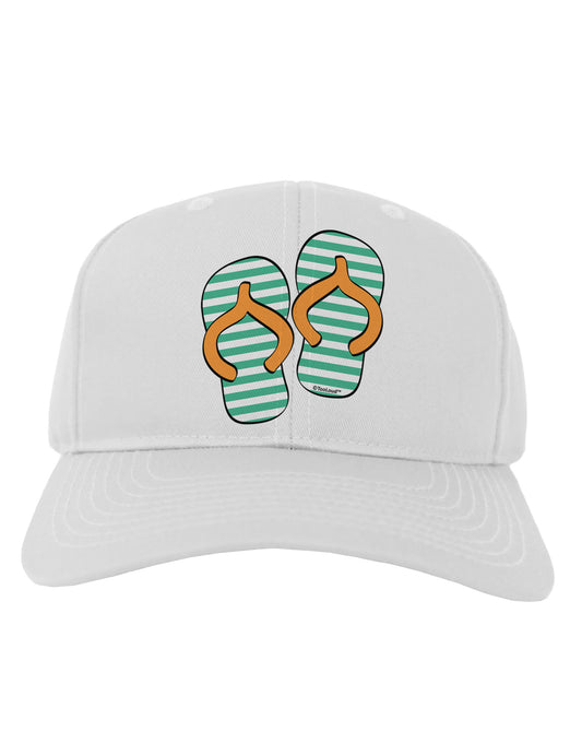 Striped Flip Flops - Teal and Orange Adult Baseball Cap Hat-Baseball Cap-TooLoud-White-One Size-Davson Sales