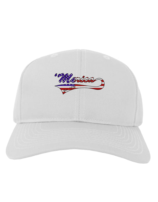 Merica Established 1776 - American Flag Style Adult Baseball Cap Hat by TooLoud-Baseball Cap-TooLoud-White-One Size-Davson Sales