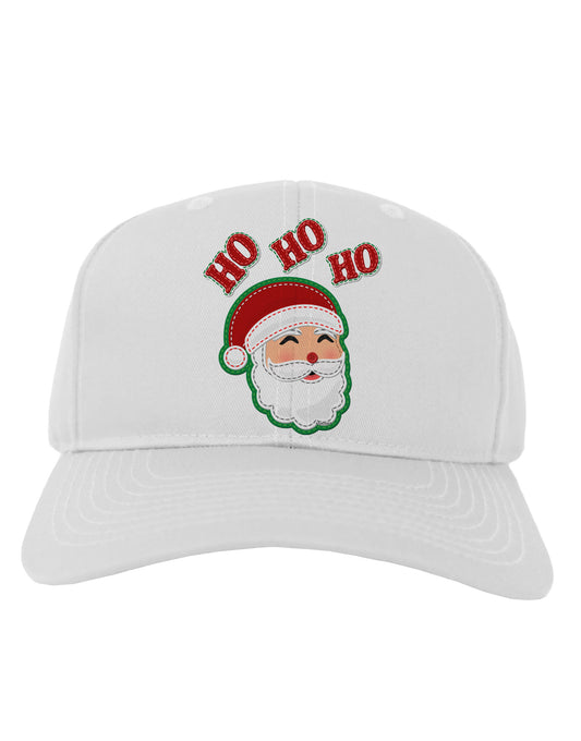 Ho Ho Ho Santa Claus Face Faux Applique Adult Baseball Cap Hat-Baseball Cap-TooLoud-White-One Size-Davson Sales