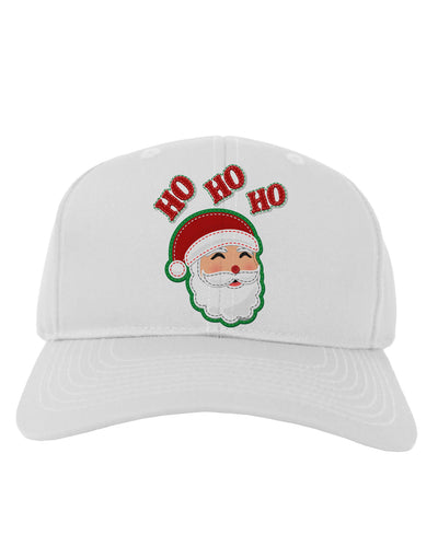 Ho Ho Ho Santa Claus Face Faux Applique Adult Baseball Cap Hat-Baseball Cap-TooLoud-White-One Size-Davson Sales