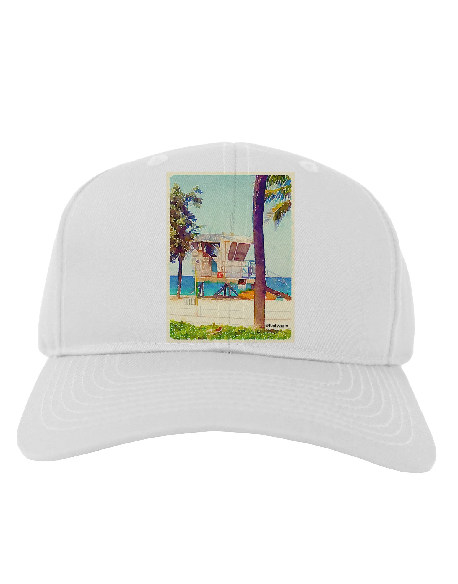 Lifeguard Station Watercolor Adult Baseball Cap Hat-Baseball Cap-TooLoud-White-One Size-Davson Sales