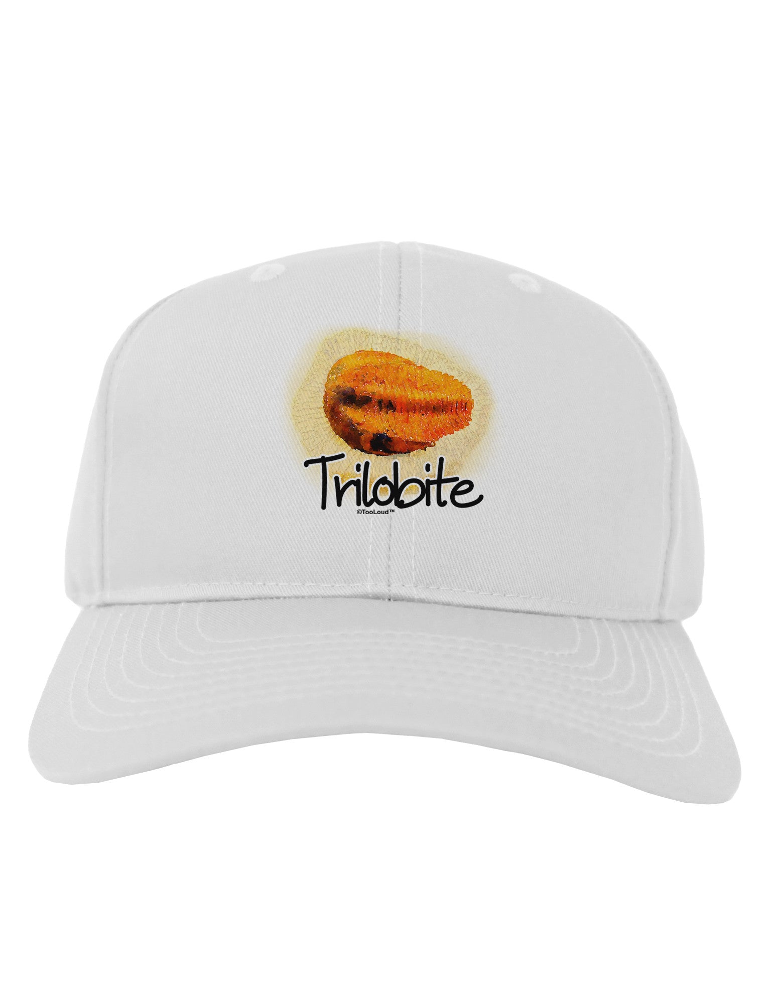 Trilobite Fossil Watercolor Text Adult Baseball Cap Hat-Baseball Cap-TooLoud-White-One Size-Davson Sales