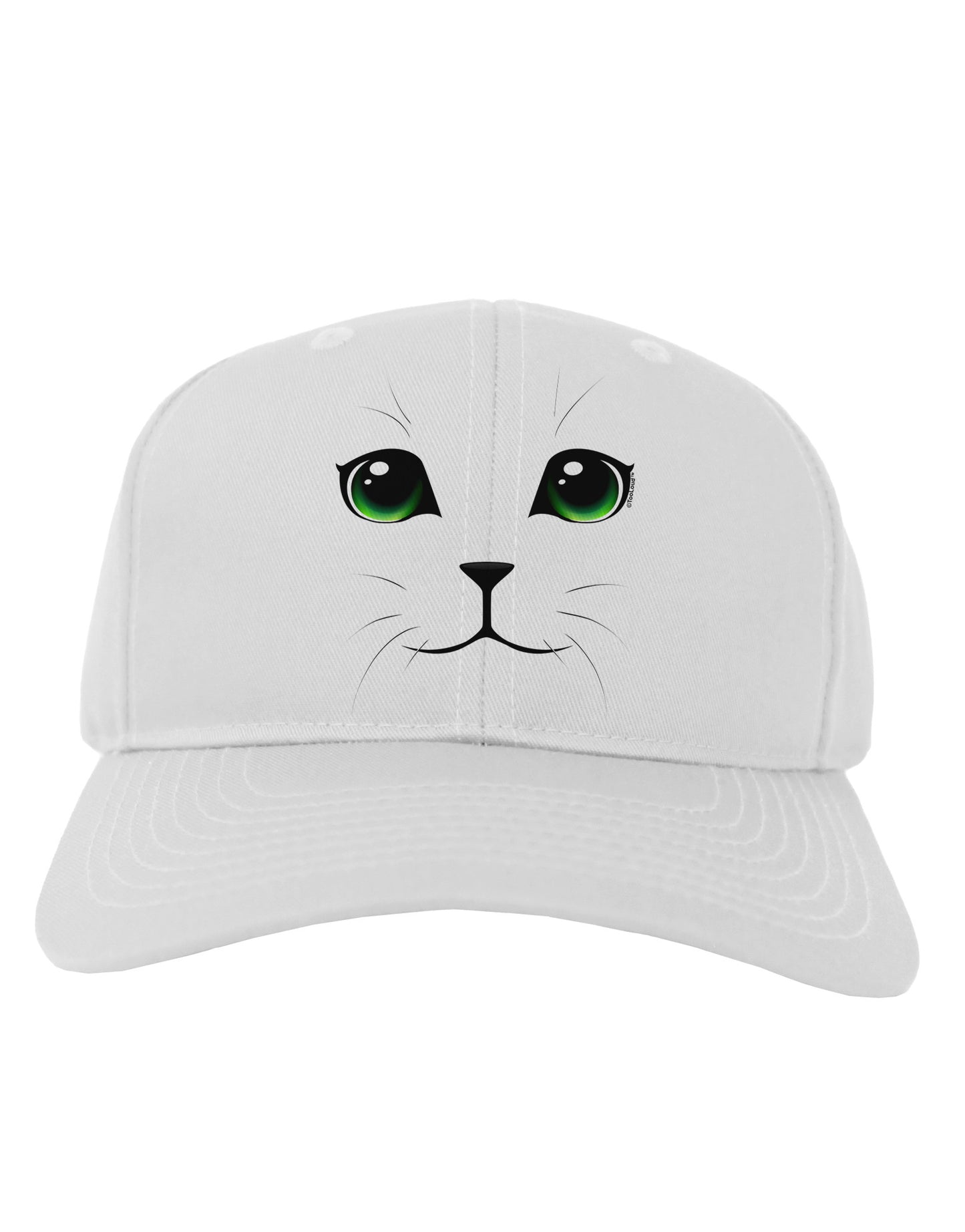 Green-Eyed Cute Cat Face Adult Baseball Cap Hat-Baseball Cap-TooLoud-White-One Size-Davson Sales