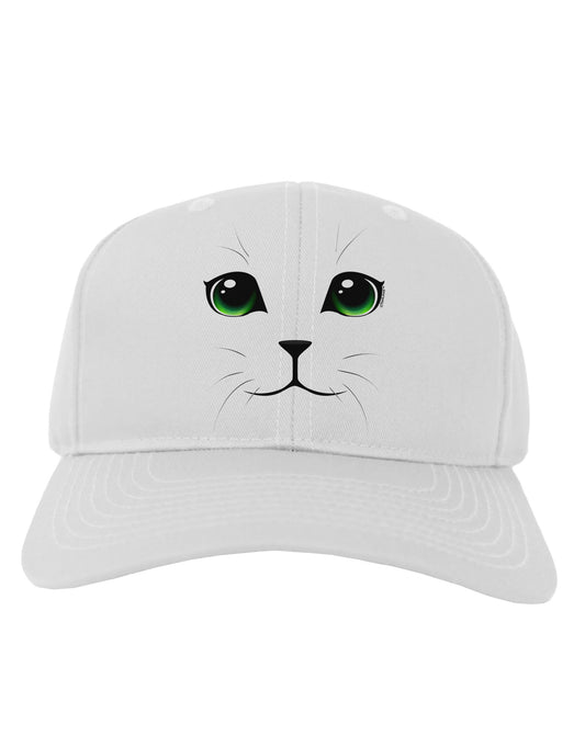 Green-Eyed Cute Cat Face Adult Baseball Cap Hat-Baseball Cap-TooLoud-White-One Size-Davson Sales