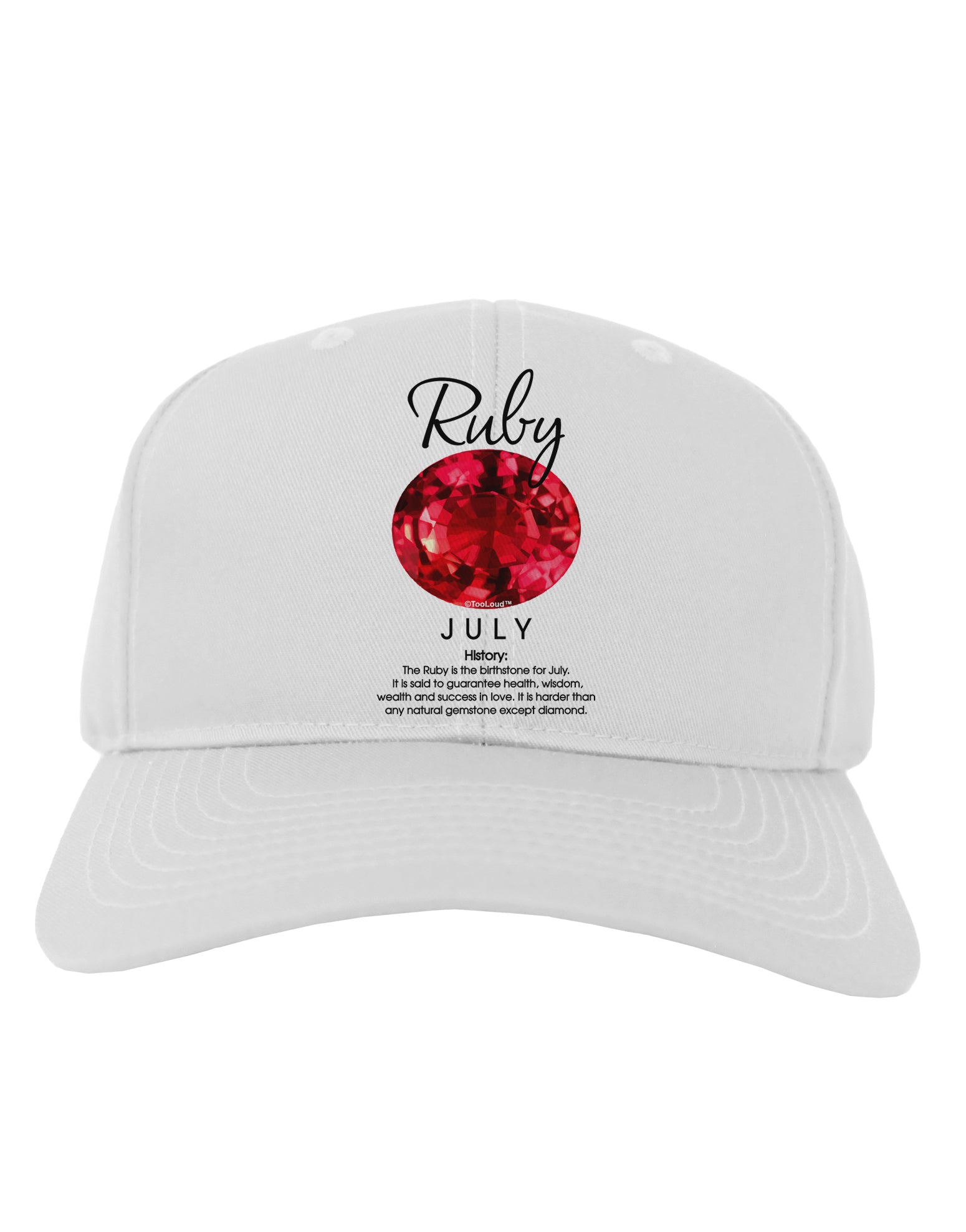 Birthstone Ruby Adult Baseball Cap Hat-Baseball Cap-TooLoud-White-One Size-Davson Sales