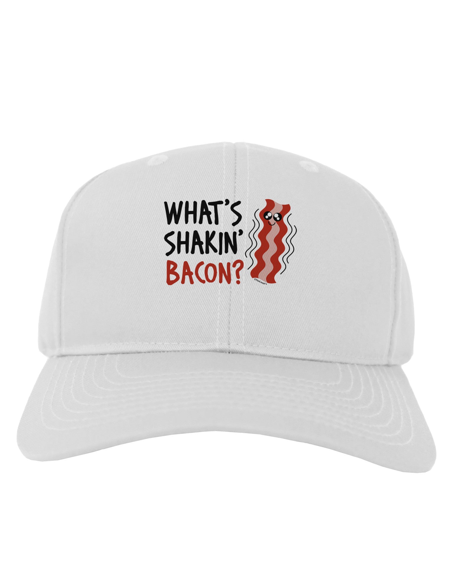 What's Shakin' Bacon Adult Baseball Cap Hat-Baseball Cap-TooLoud-White-One Size-Davson Sales