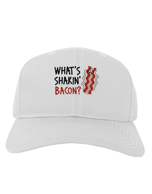 What's Shakin' Bacon Adult Baseball Cap Hat-Baseball Cap-TooLoud-White-One Size-Davson Sales
