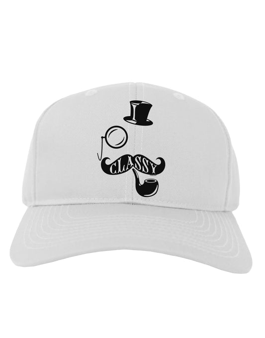 Classy Tophat Mustache Pipe and Monocle Adult Baseball Cap Hat-Baseball Cap-TooLoud-White-One Size-Davson Sales