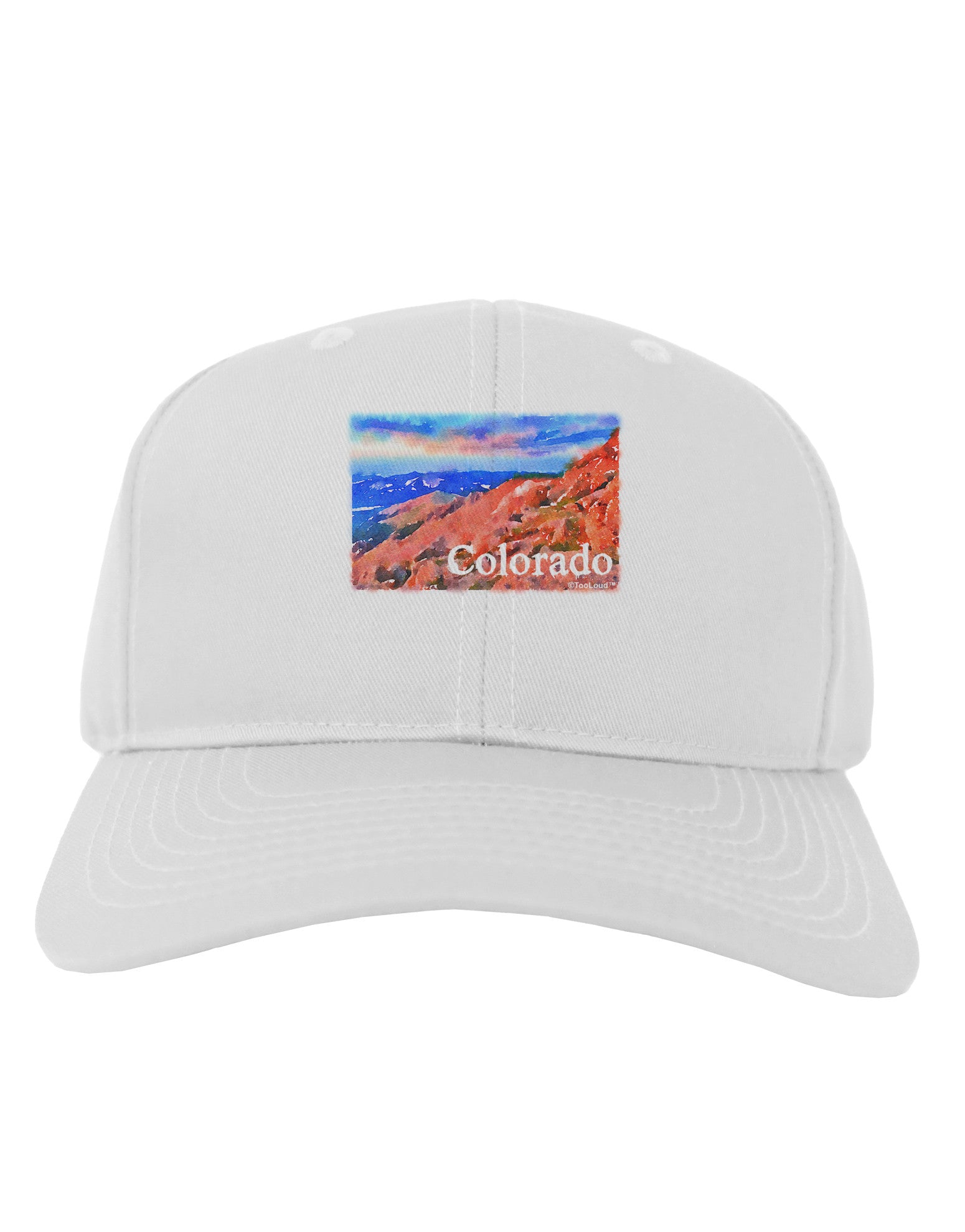 Colorado Mtn Sunset Soaked WaterColor Adult Baseball Cap Hat-Baseball Cap-TooLoud-White-One Size-Davson Sales