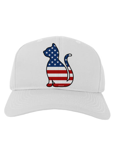 Patriotic Cat Design Adult Baseball Cap Hat by TooLoud-Baseball Cap-TooLoud-White-One Size-Davson Sales