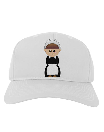 Cute Pilgrim Girl Thanksgiving Adult Baseball Cap Hat-Baseball Cap-TooLoud-White-One Size-Davson Sales