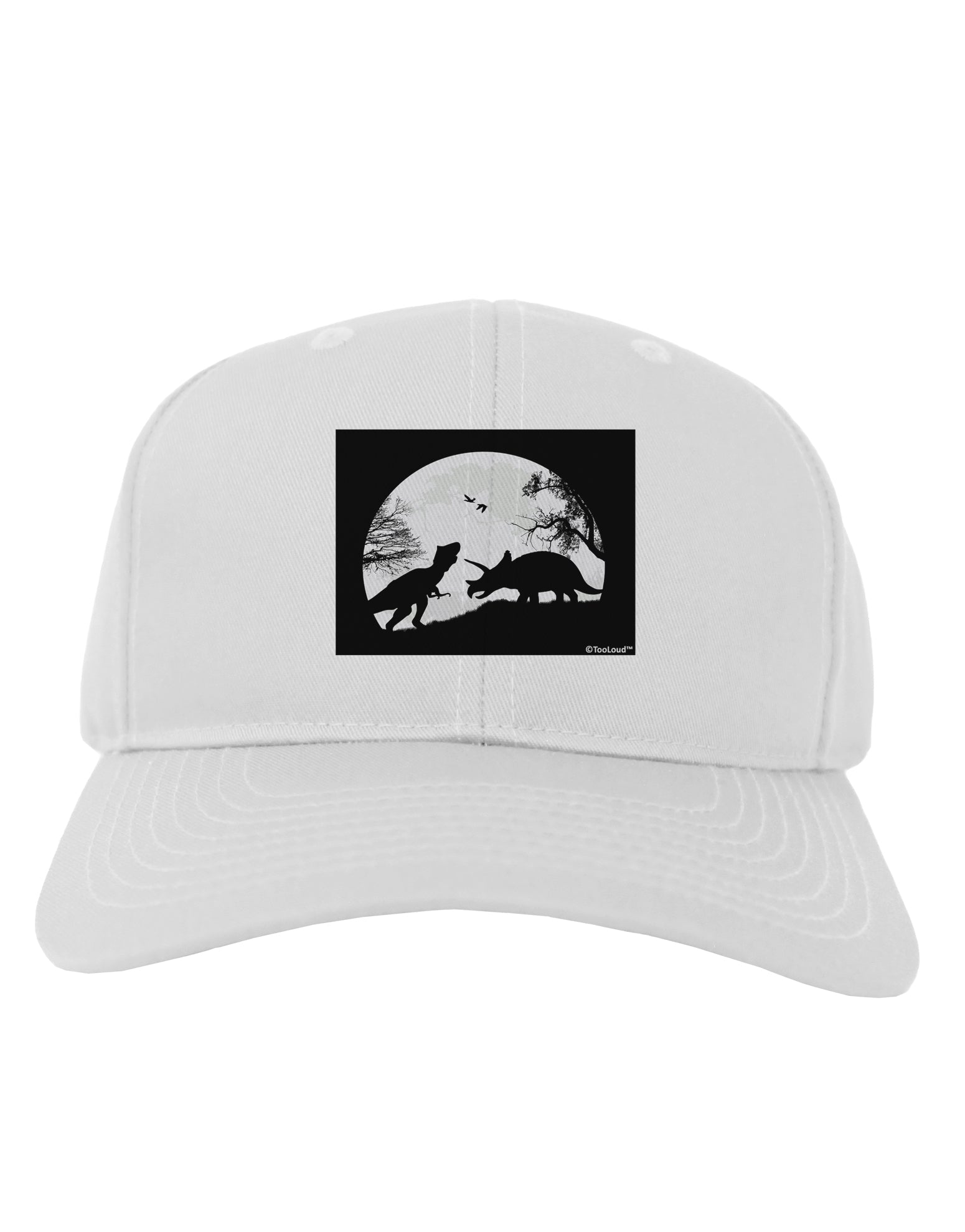 T-Rex and Triceratops Silhouettes Design Adult Baseball Cap Hat by TooLoud-Baseball Cap-TooLoud-White-One Size-Davson Sales