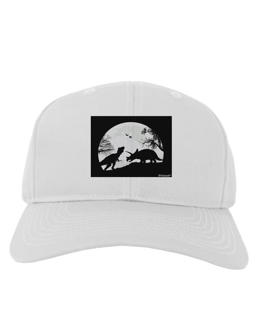 T-Rex and Triceratops Silhouettes Design Adult Baseball Cap Hat by TooLoud-Baseball Cap-TooLoud-White-One Size-Davson Sales