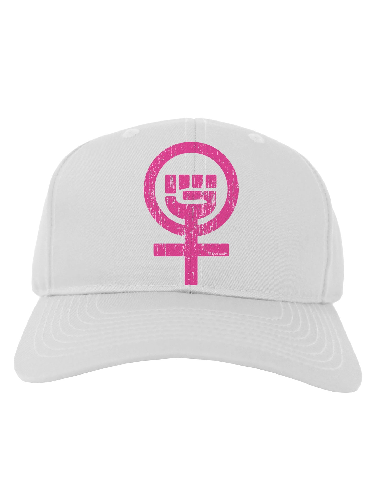 Pink Distressed Feminism Symbol Adult Baseball Cap Hat-Baseball Cap-TooLoud-White-One Size-Davson Sales
