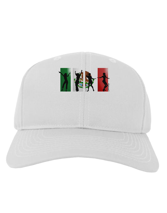 Mexican Flag - Dancing Silhouettes Adult Baseball Cap Hat by TooLoud-Baseball Cap-TooLoud-White-One Size-Davson Sales
