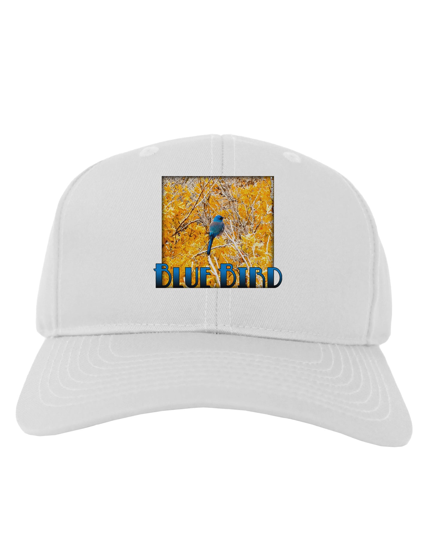 Blue Bird In Yellow Text Adult Baseball Cap Hat-Baseball Cap-TooLoud-White-One Size-Davson Sales