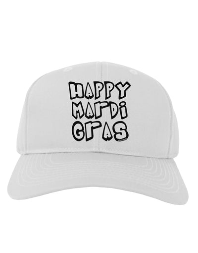 Happy Mardi Gras Text 2 BnW Adult Baseball Cap Hat-Baseball Cap-TooLoud-White-One Size-Davson Sales