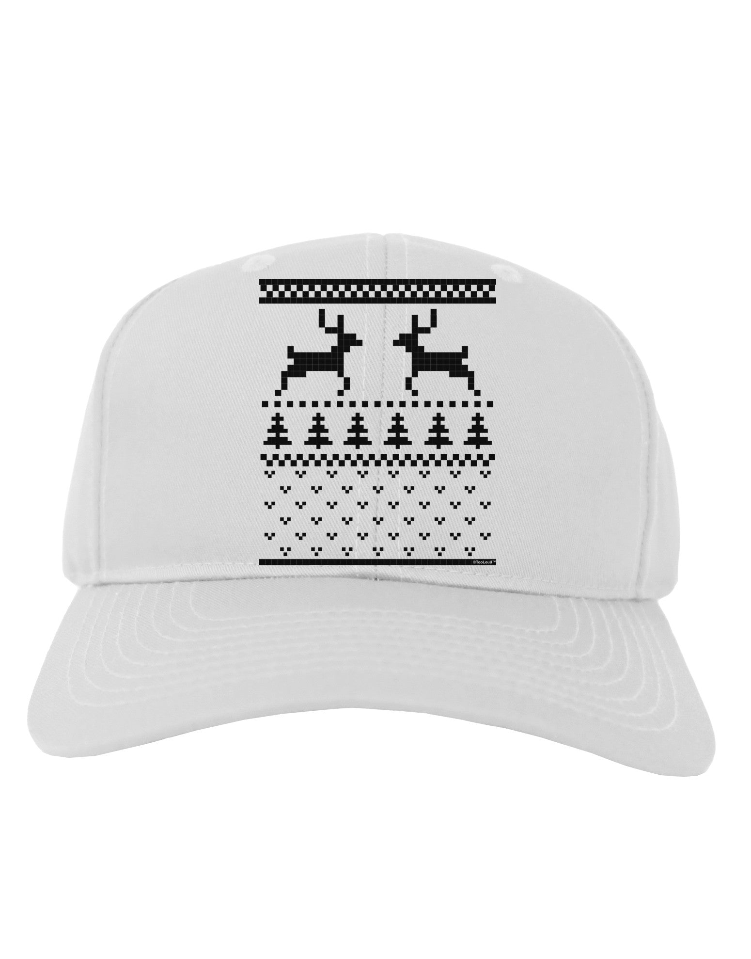Ugly Christmas Sweater Reindeer Pattern Adult Baseball Cap Hat-Baseball Cap-TooLoud-White-One Size-Davson Sales
