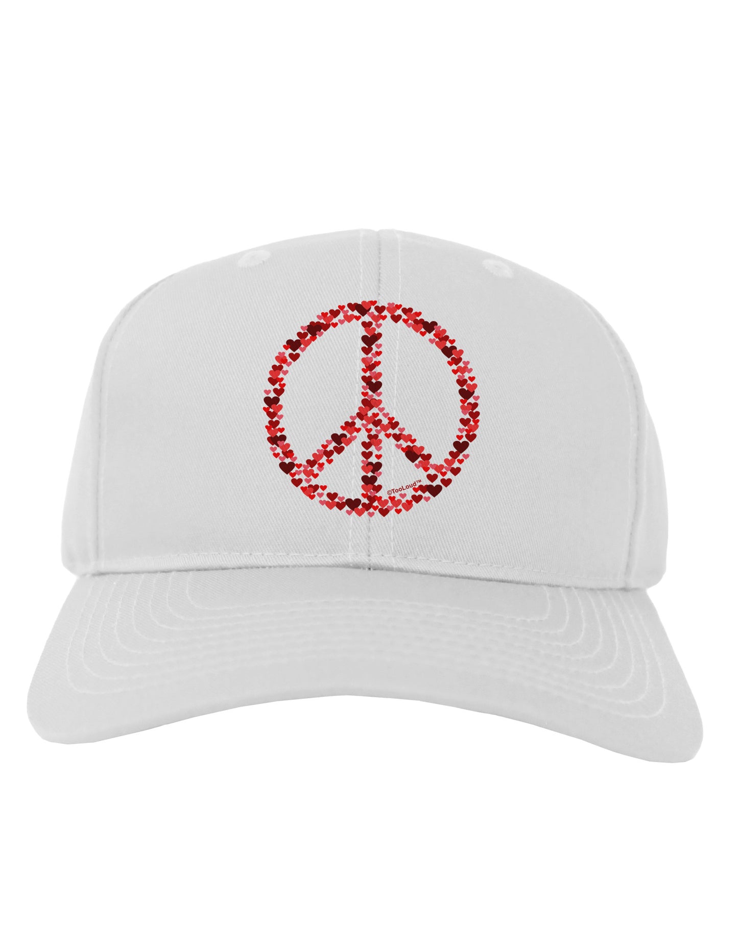 Peace Sign Hearts Red Adult Baseball Cap Hat-Baseball Cap-TooLoud-White-One Size-Davson Sales