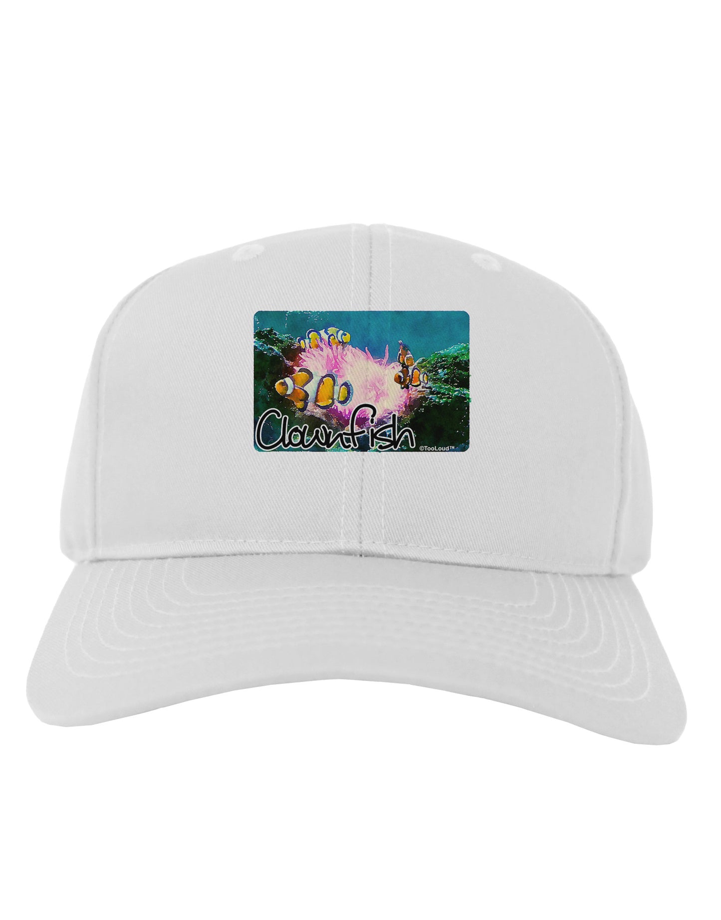 Clownfish Watercolor Text Adult Baseball Cap Hat-Baseball Cap-TooLoud-White-One Size-Davson Sales