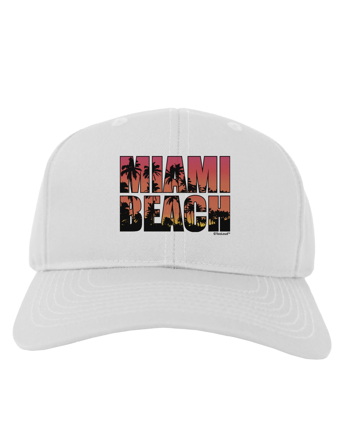 Miami Beach - Sunset Palm Trees Adult Baseball Cap Hat by TooLoud-Baseball Cap-TooLoud-White-One Size-Davson Sales
