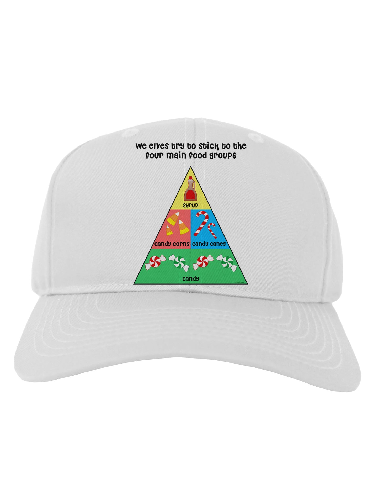 Main Food Groups of an Elf - Christmas Adult Baseball Cap Hat-Baseball Cap-TooLoud-White-One Size-Davson Sales