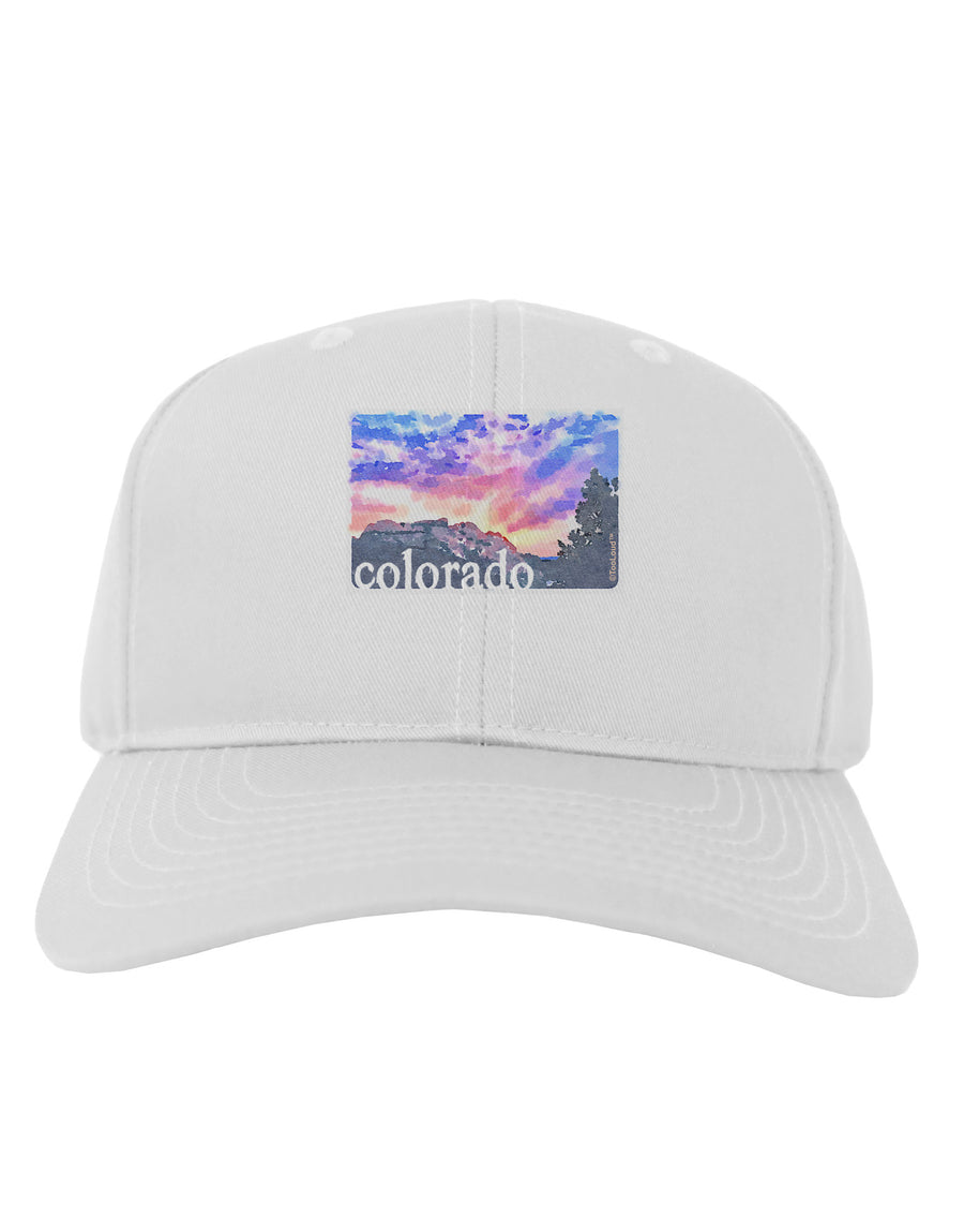 CO Rainbow Sunset Watercolor Text Adult Baseball Cap Hat-Baseball Cap-TooLoud-White-One Size-Davson Sales