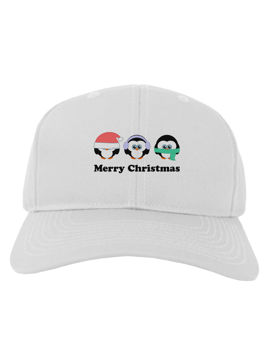 Merry Christmas Penguins See Hear Speak No Evil Adult Baseball Cap Hat-Baseball Cap-TooLoud-White-One Size-Davson Sales