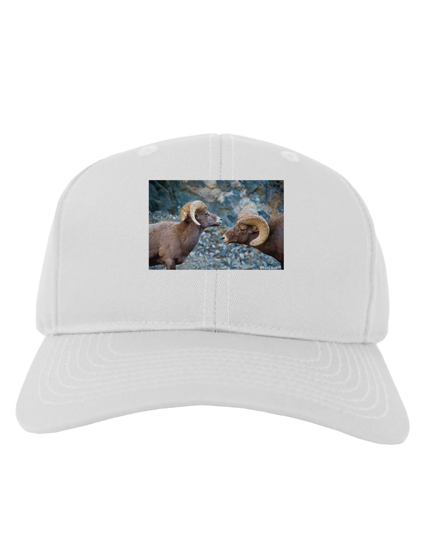 Two Bighorn Rams Adult Baseball Cap Hat-Baseball Cap-TooLoud-White-One Size-Davson Sales