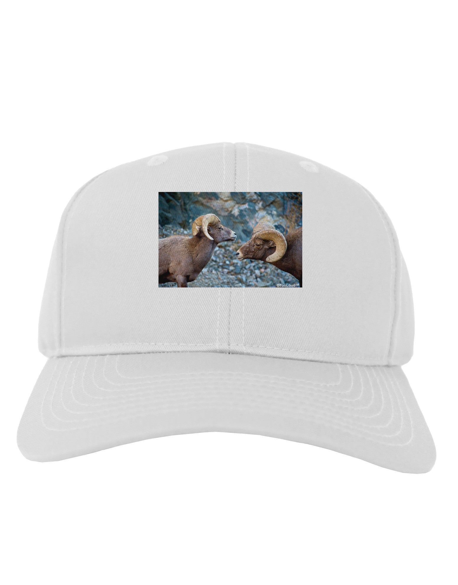 Two Bighorn Rams Adult Baseball Cap Hat-Baseball Cap-TooLoud-White-One Size-Davson Sales