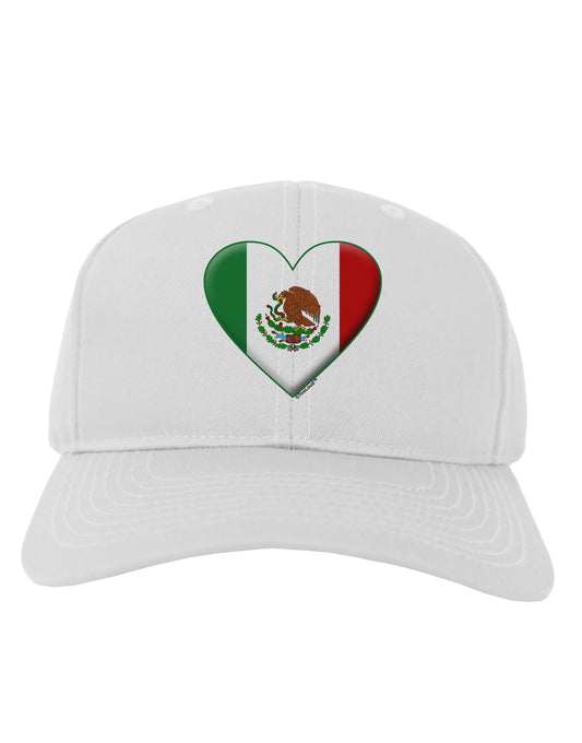 Mexican Flag Heart - Beveled Adult Baseball Cap Hat by TooLoud-Baseball Cap-TooLoud-White-One Size-Davson Sales
