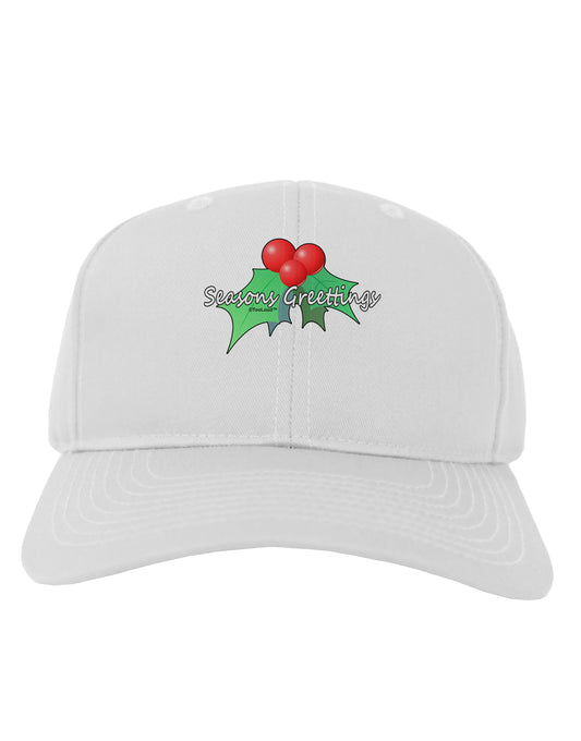 Holly Seasons Greetings Text Adult Baseball Cap Hat by TooLoud-Baseball Cap-TooLoud-White-One Size-Davson Sales