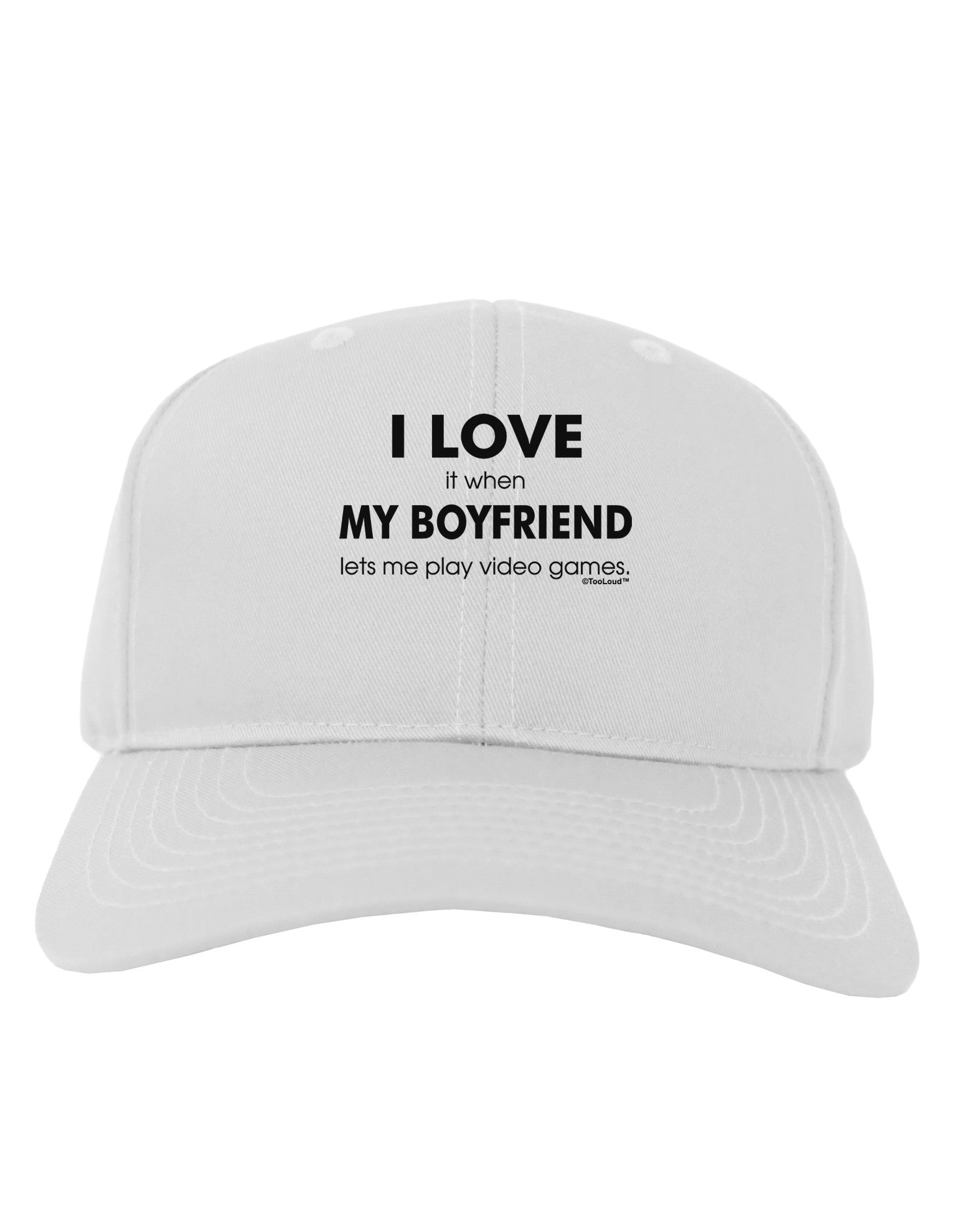 I Love My Boyfriend Videogames Adult Baseball Cap Hat-Baseball Cap-TooLoud-White-One Size-Davson Sales