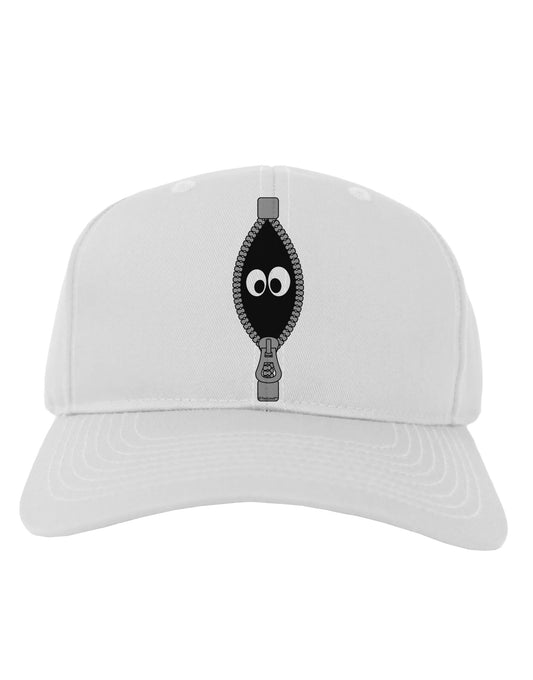 Funny Eyes Peeking Out of Zipper Adult Baseball Cap Hat by TooLoud-Baseball Cap-TooLoud-White-One Size-Davson Sales