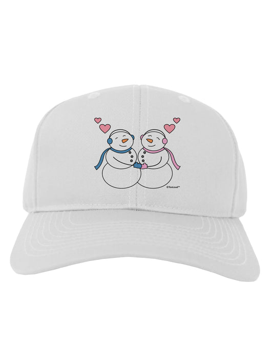 Cute Snowman and Snowwoman Couple Adult Baseball Cap Hat by TooLoud-Baseball Cap-TooLoud-White-One Size-Davson Sales