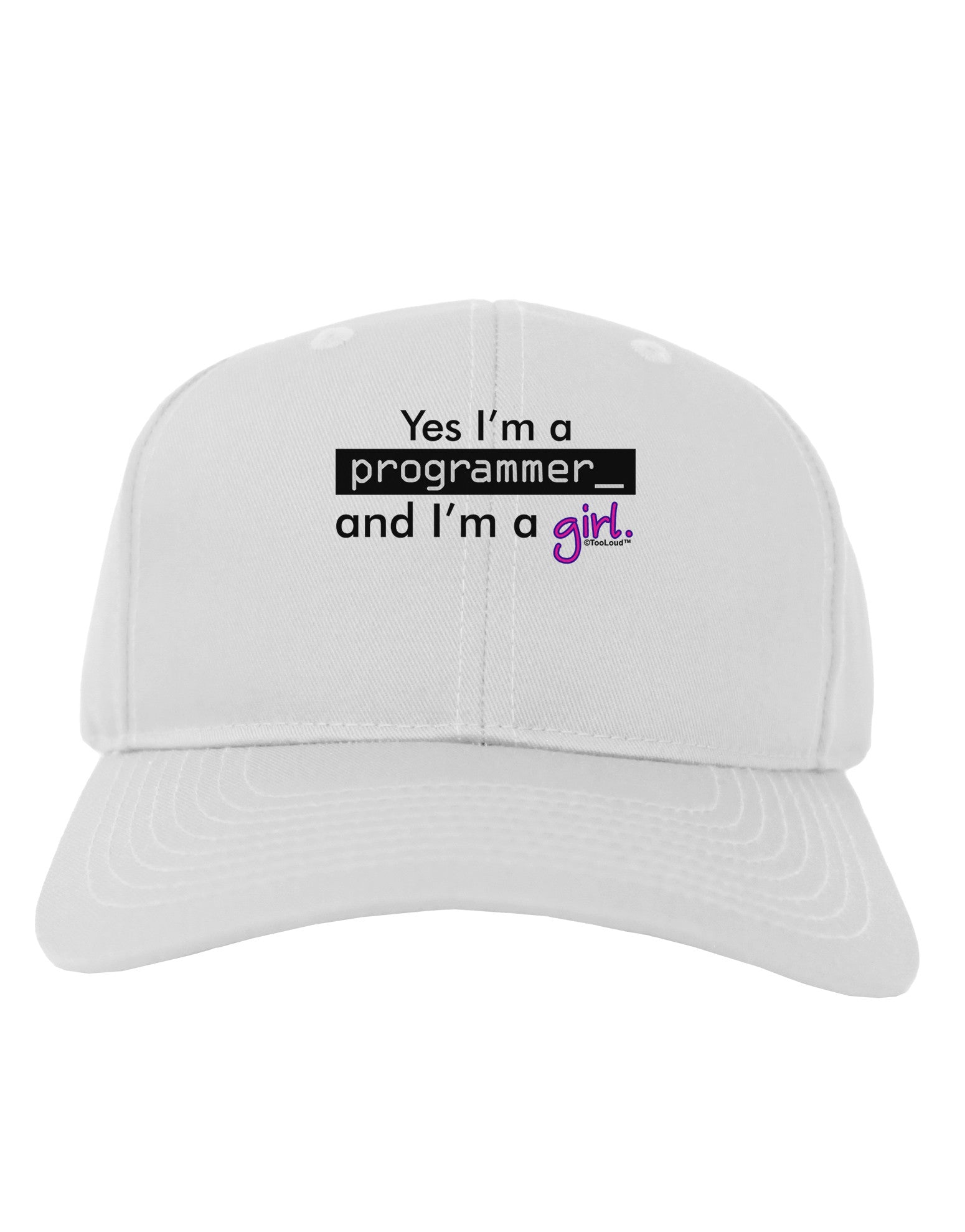 TooLoud Yes I am a Programmer Girl Adult Baseball Cap Hat-Baseball Cap-TooLoud-White-One Size-Davson Sales