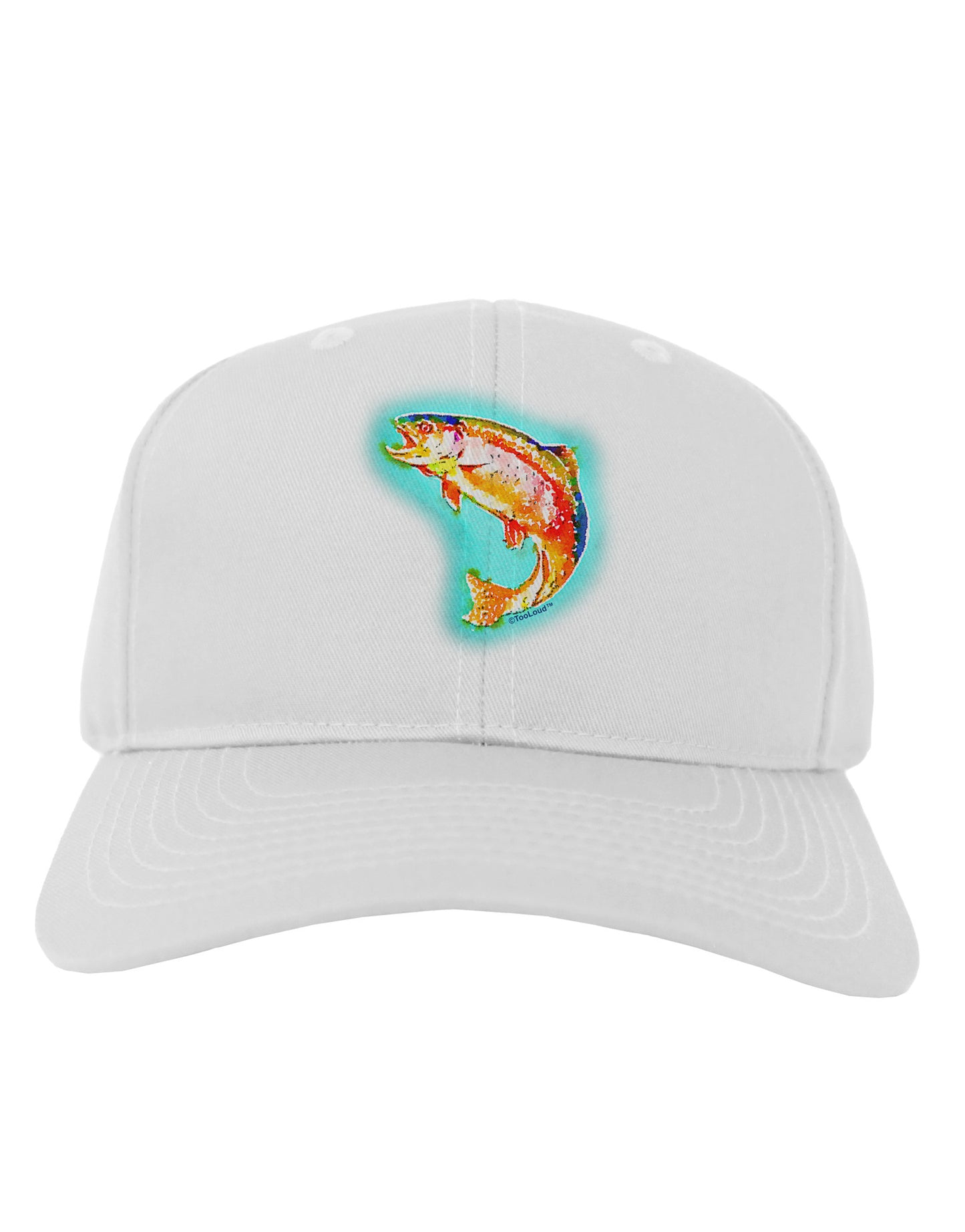Rainbow Trout WaterColor Adult Baseball Cap Hat-Baseball Cap-TooLoud-White-One Size-Davson Sales