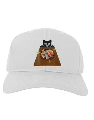 Anime Cat Loves Sushi Adult Baseball Cap Hat by TooLoud-Baseball Cap-TooLoud-White-One Size-Davson Sales