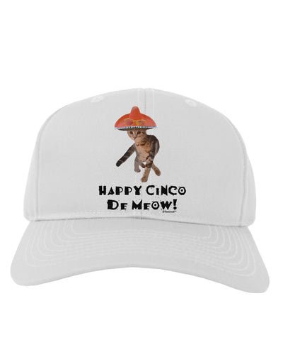 Cat with Pink Sombrero - Happy Cinco de Meow Adult Baseball Cap Hat by TooLoud-Baseball Cap-TooLoud-White-One Size-Davson Sales