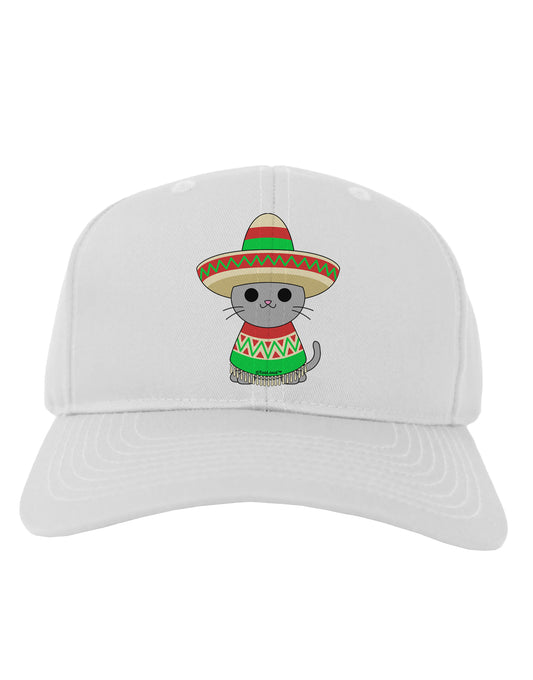 Cat with Sombrero and Poncho Adult Baseball Cap Hat by TooLoud-Baseball Cap-TooLoud-White-One Size-Davson Sales
