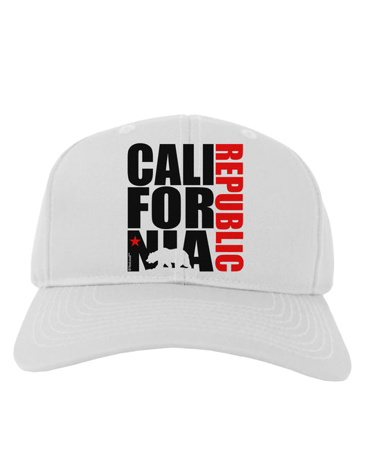 California Republic Design - California Red Star and Bear Adult Baseball Cap Hat by TooLoud-Baseball Cap-TooLoud-White-One Size-Davson Sales