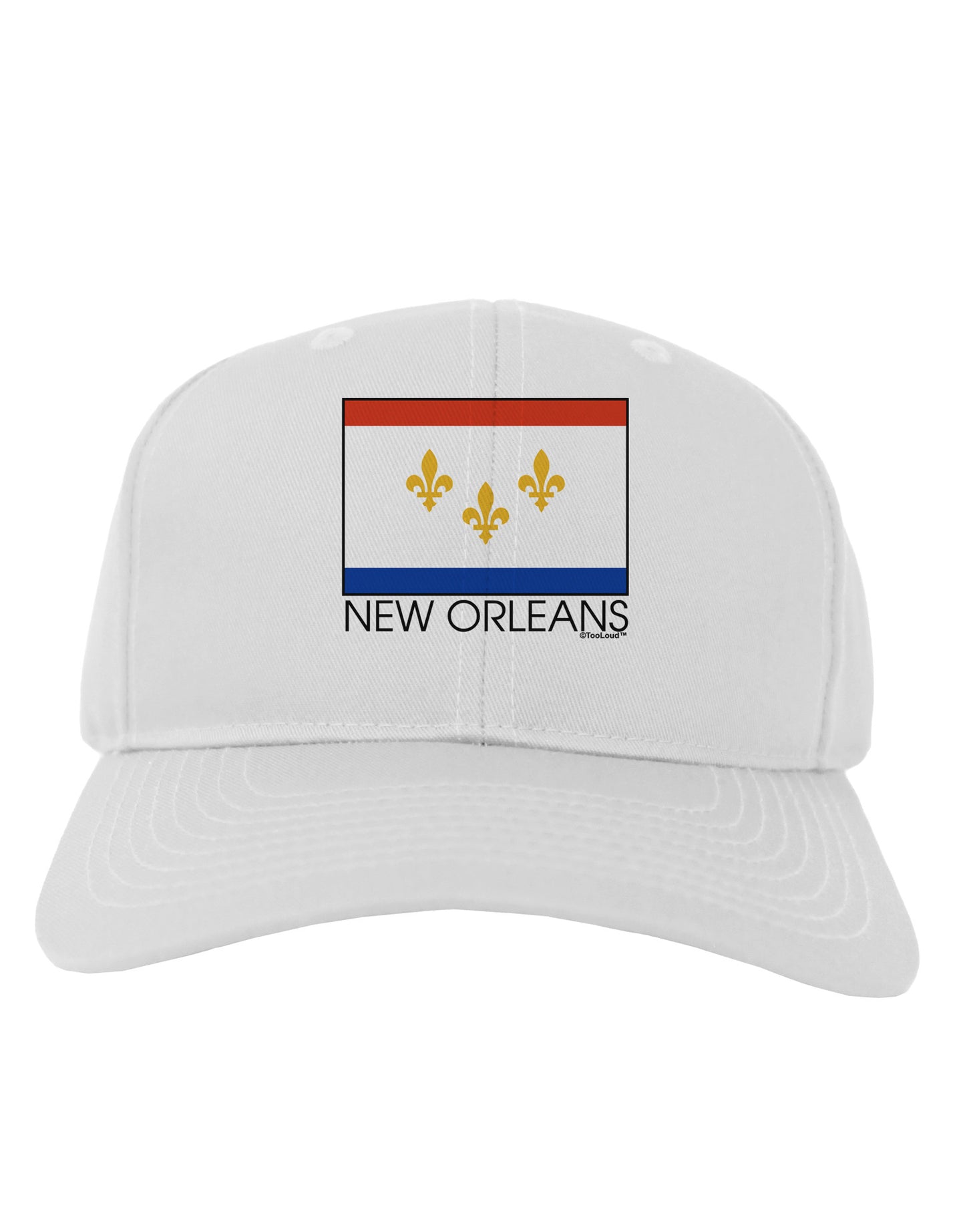 New Orleans Louisiana Flag Text Adult Baseball Cap Hat-Baseball Cap-TooLoud-White-One Size-Davson Sales
