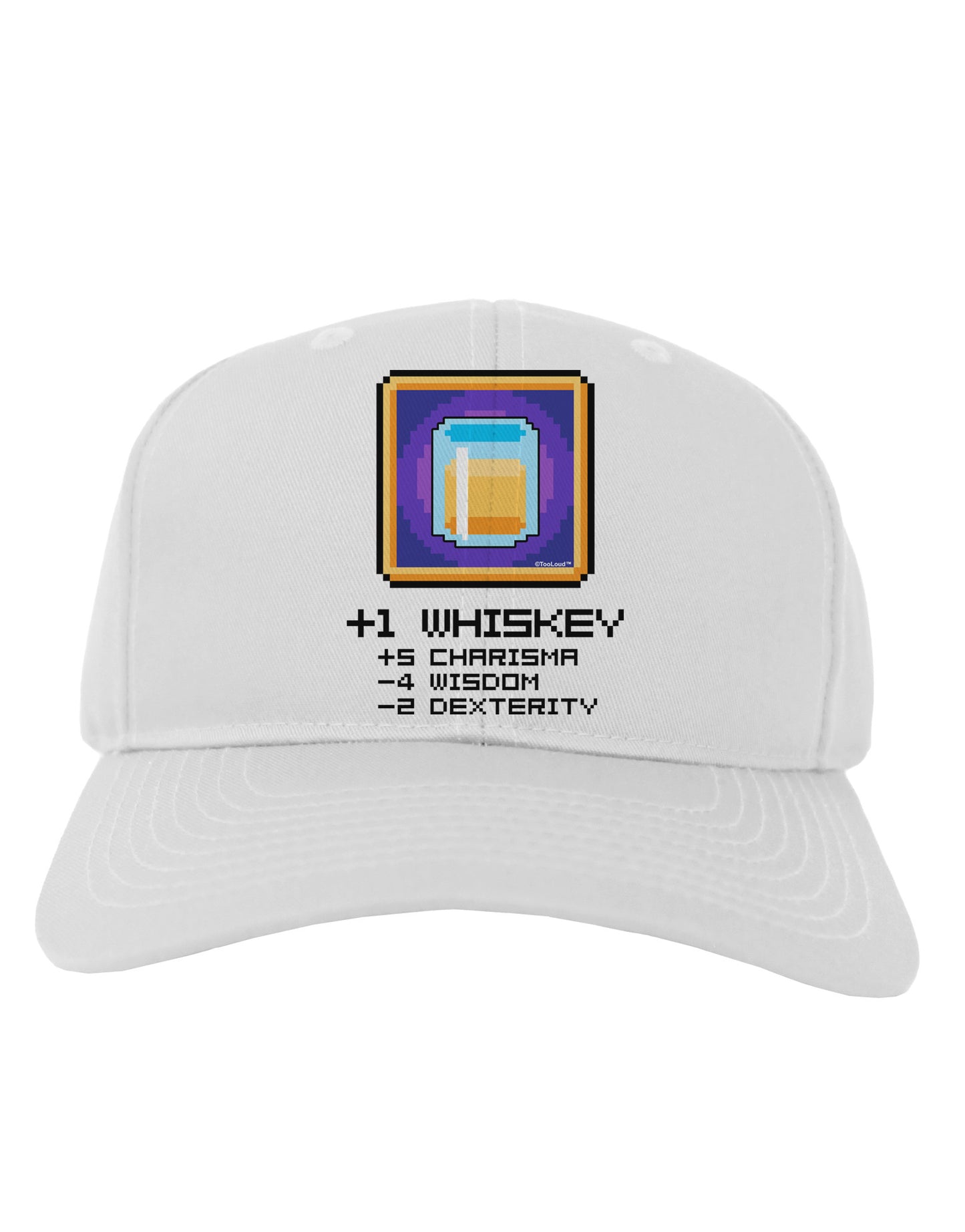 Pixel Whiskey Item Adult Baseball Cap Hat-Baseball Cap-TooLoud-White-One Size-Davson Sales