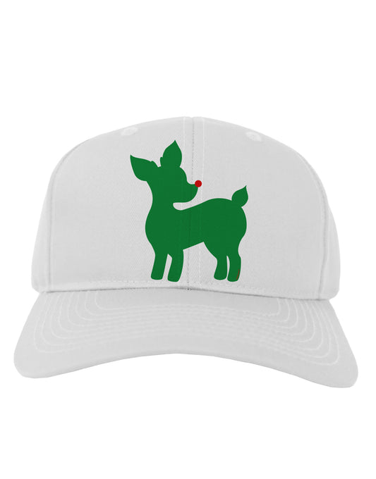 Cute Red and Green Rudolph - Christmas Adult Baseball Cap Hat by TooLoud-Baseball Cap-TooLoud-White-One Size-Davson Sales